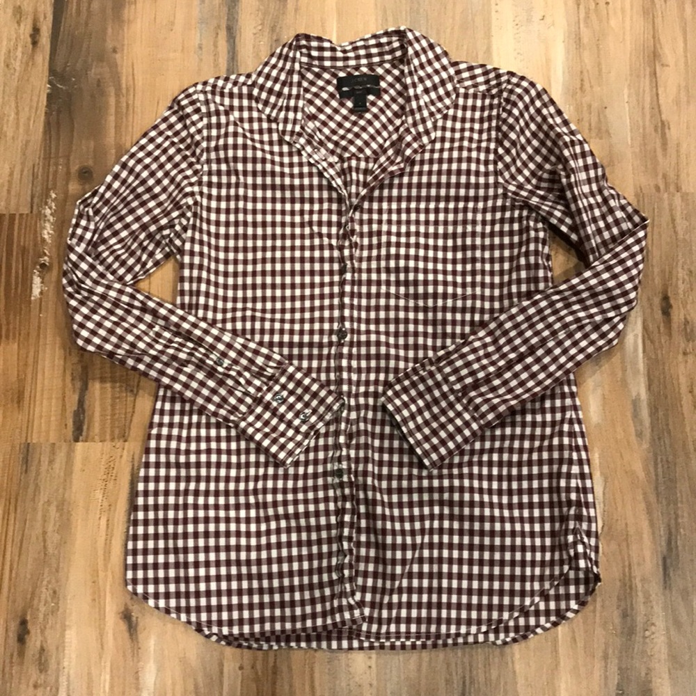 J.Crew Mulberry Check Button Down Size 2